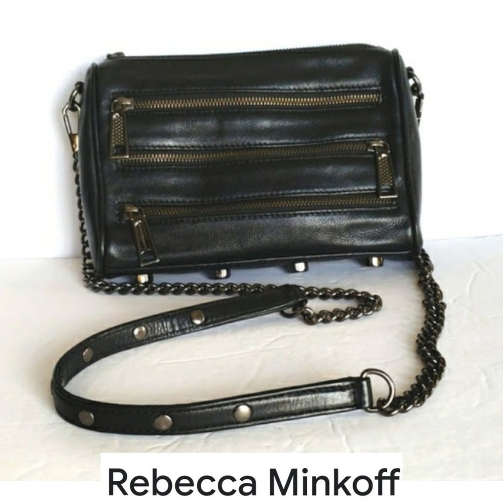 Rebecca Minkoff Mini 5 Zip Black Leather Crossbody